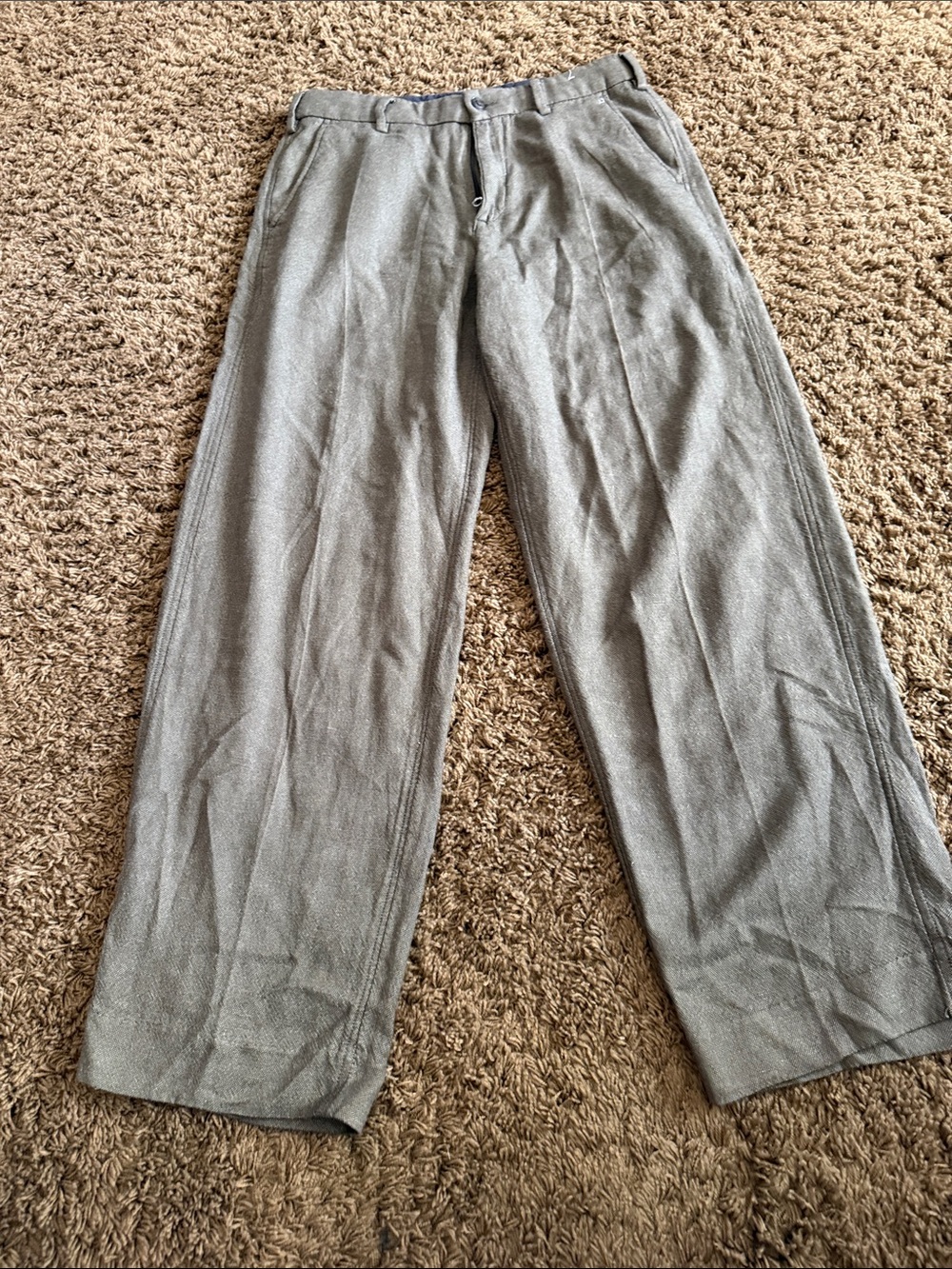 Abercrombie & Fitch Light Green Wide-Leg Trousers